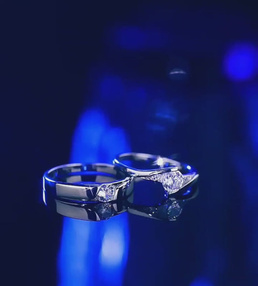Couple Diamond Cut Finger Ring (Adjustable)
