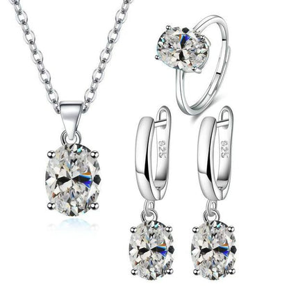 Women’s Diamond cut Chain Locate, Eardrop and Finger Ring (Adjustable)